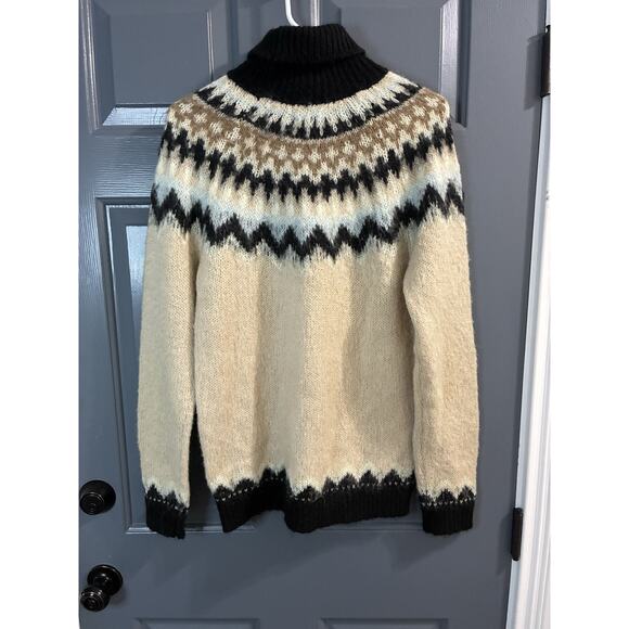 ASOS Beige Turtleneck Fair Isle Icelandic Mohair Blend Sweater Women’s Sz Small - Picture 6 of 10